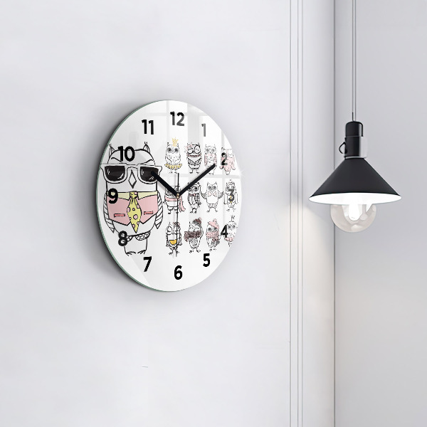 Reloj redondo pared Póster vintage con búhos