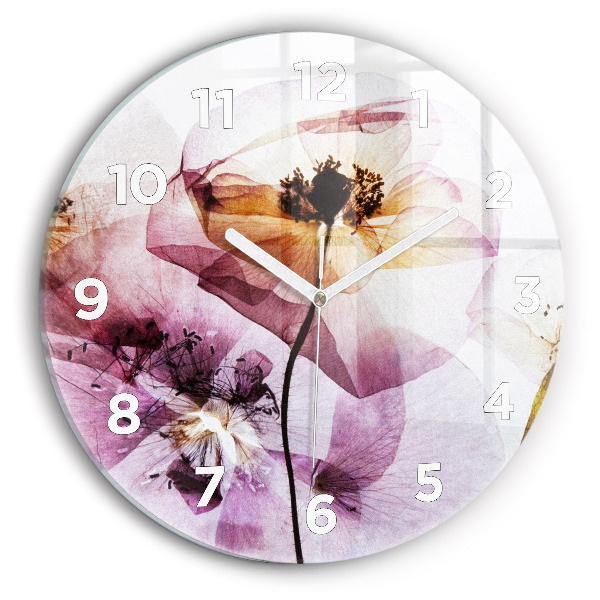 Reloj de cristal redondo Amapolas secas Flores