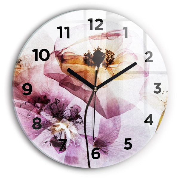 Reloj de cristal redondo Amapolas secas Flores