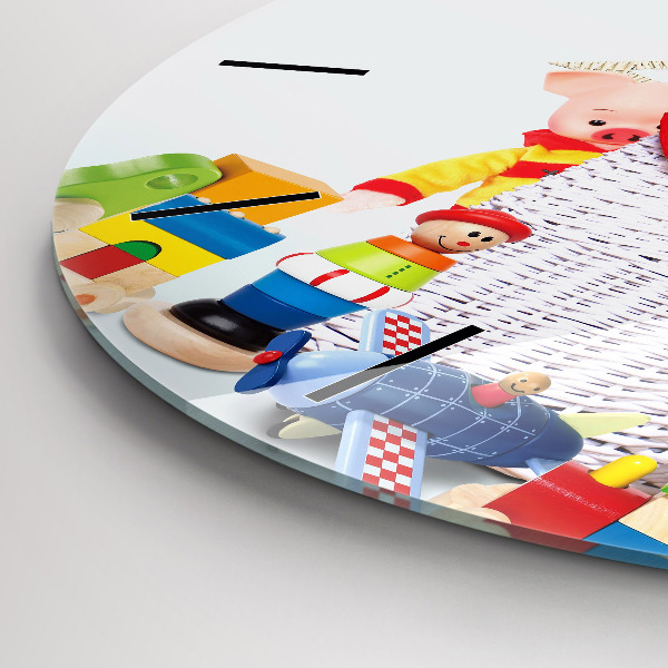 Reloj de pared redondo Cesta de mimbre con juguetes