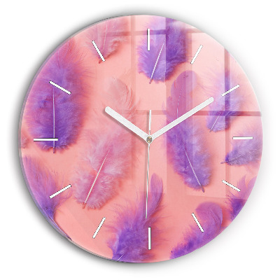Reloj de pared redondo Plumas de colores