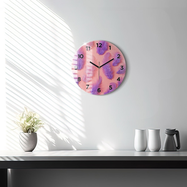 Reloj de pared redondo Plumas de colores