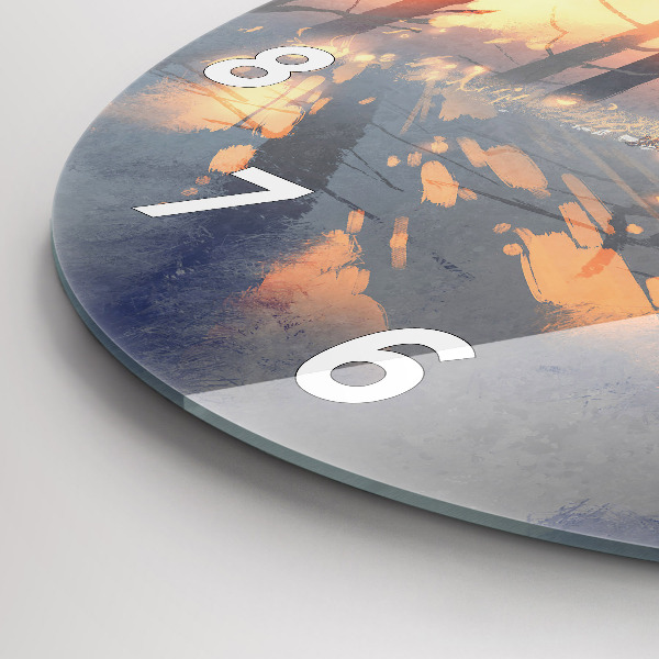 Reloj de pared redondo Paisaje invernal de árboles