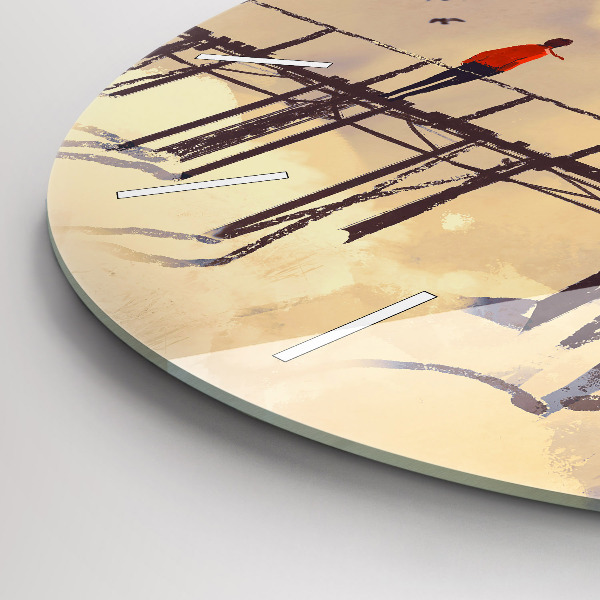 Reloj de cristal redondo Hombre en un viejo puente