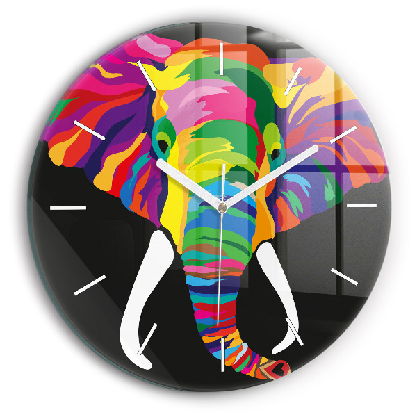 Reloj de pared redondo Elefante de colores