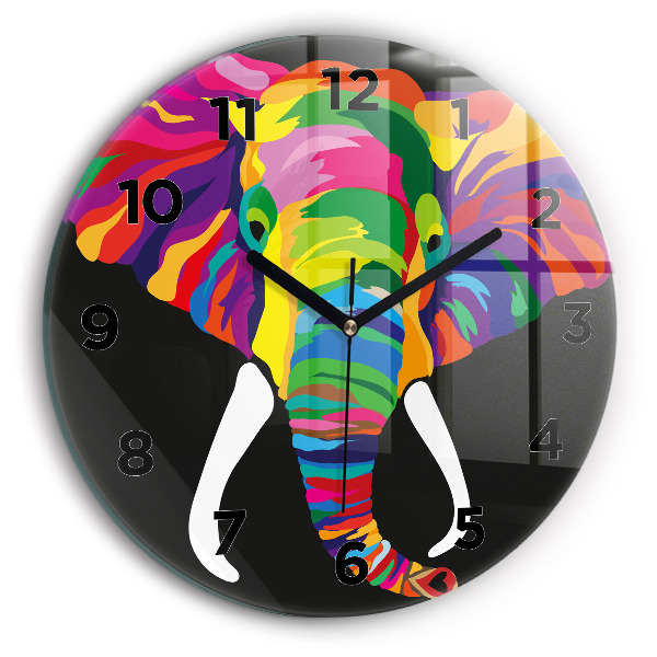 Reloj de pared redondo Elefante de colores