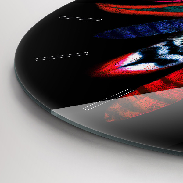 Reloj de cristal redondo Plumas de pájaro en colores