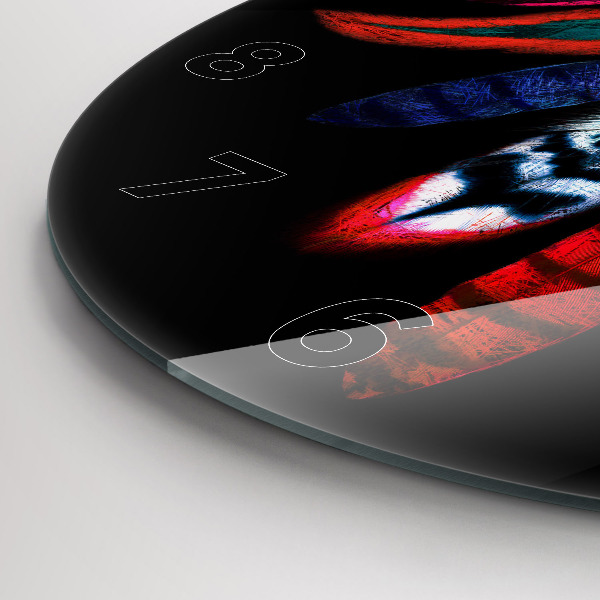 Reloj de cristal redondo Plumas de pájaro en colores