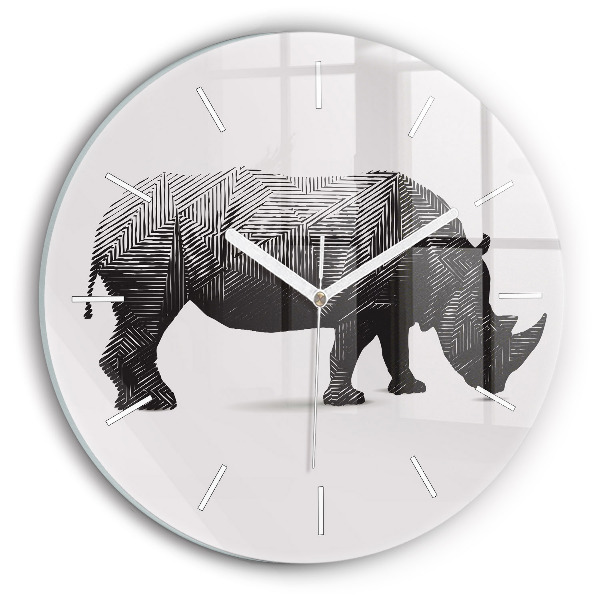 Reloj de pared redondo Rinoceronte line art