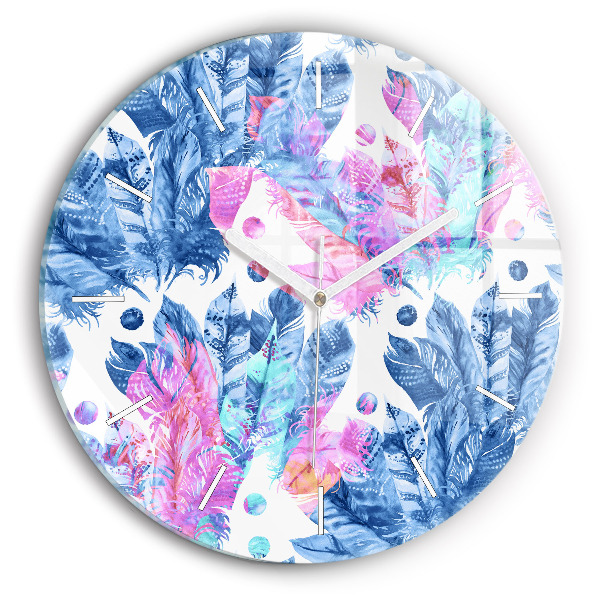 Reloj redondo pared Plumas de colores