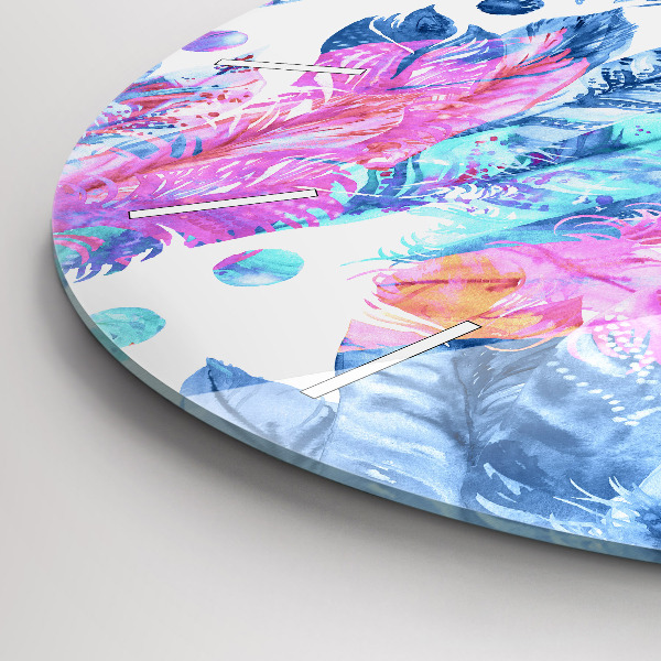 Reloj redondo pared Plumas de colores