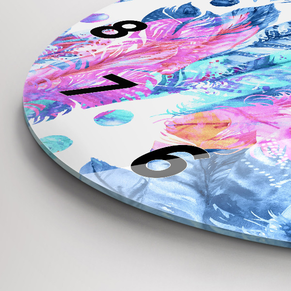 Reloj redondo pared Plumas de colores