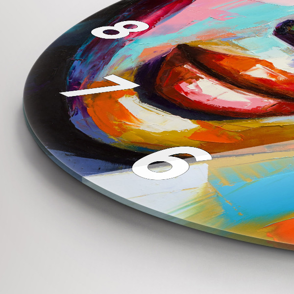 Reloj de cristal redondo Cara de mujer coloreada