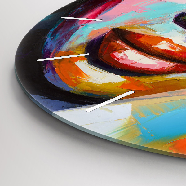 Reloj de cristal redondo Cara de mujer coloreada