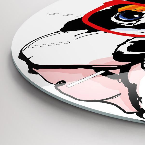Reloj de cristal redondo Bulldog francés con gafas