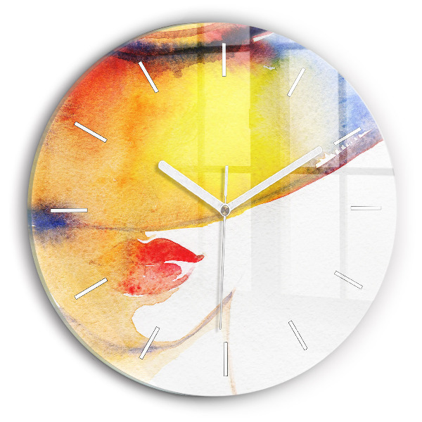 Reloj de cristal redondo Mujer con sombrero