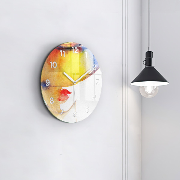 Reloj de cristal redondo Mujer con sombrero