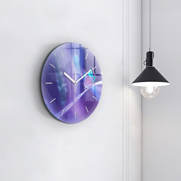 Reloj de pared redondo Mariposa sobre hierba