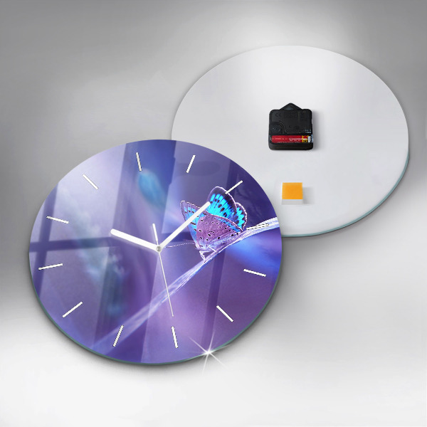 Reloj de pared redondo Mariposa sobre hierba
