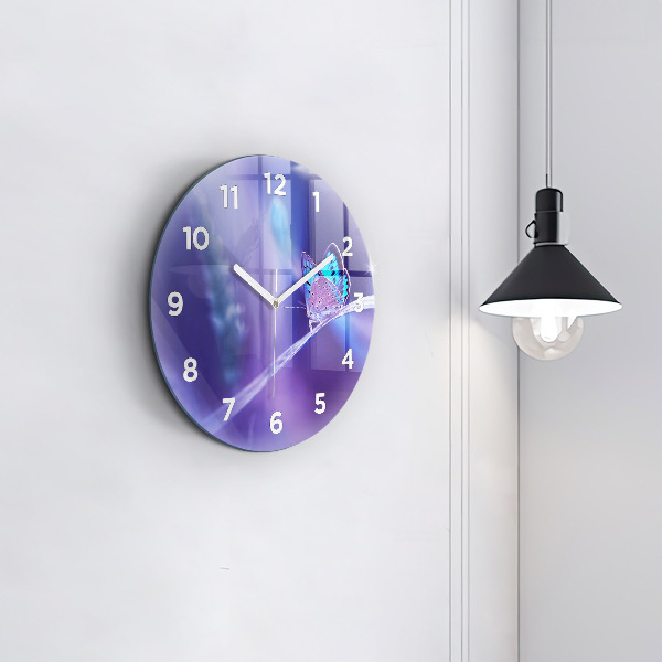 Reloj de pared redondo Mariposa sobre hierba