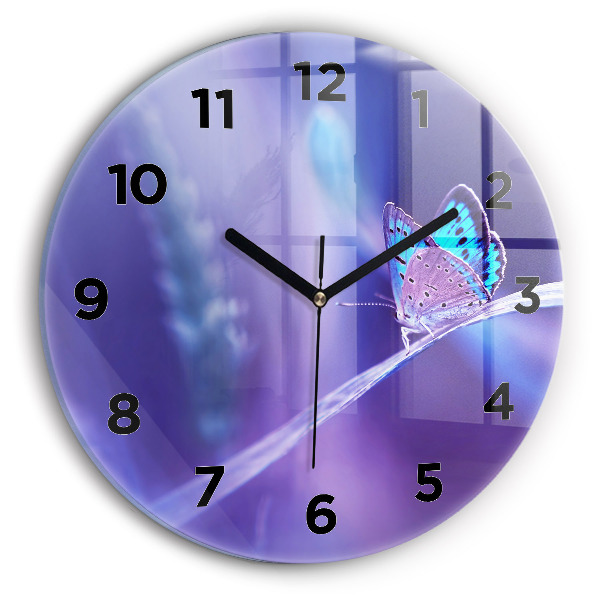 Reloj de pared redondo Mariposa sobre hierba