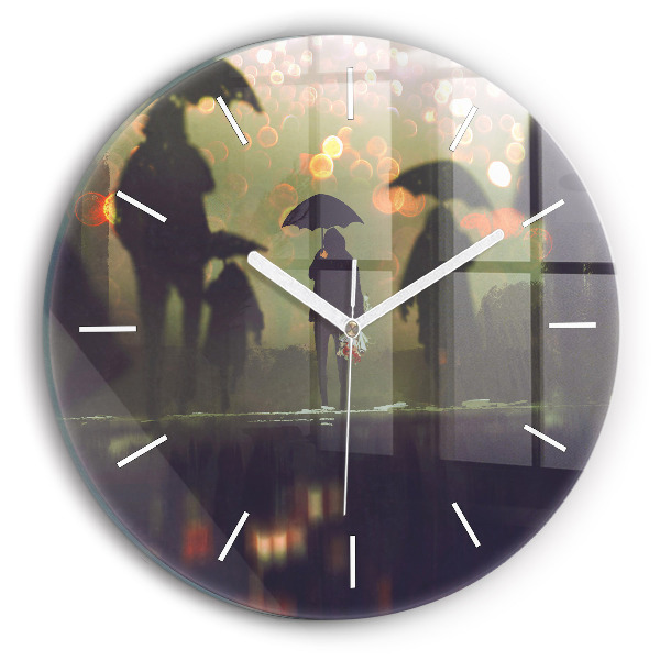 Reloj redondo pared Gente con paraguas