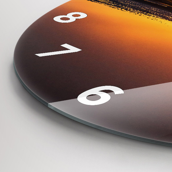 Reloj de cristal redondo Corredor y puesta de sol