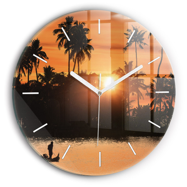 Reloj de pared redondo Puesta de sol Palmeras Vacaciones