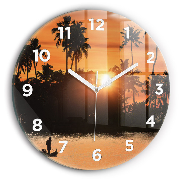 Reloj de pared redondo Puesta de sol Palmeras Vacaciones