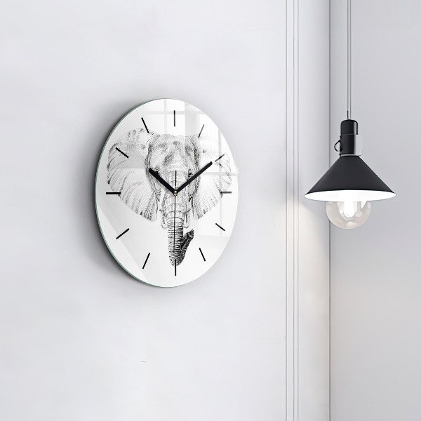 Reloj de pared redondo Vector cabeza de elefante