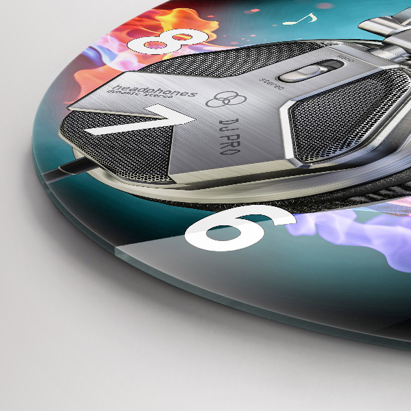 Reloj redondo pared Auriculares y ondas sonoras