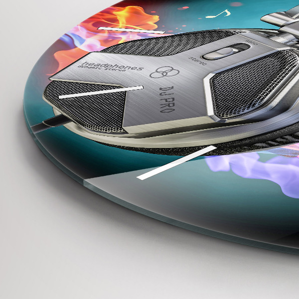 Reloj redondo pared Auriculares y ondas sonoras