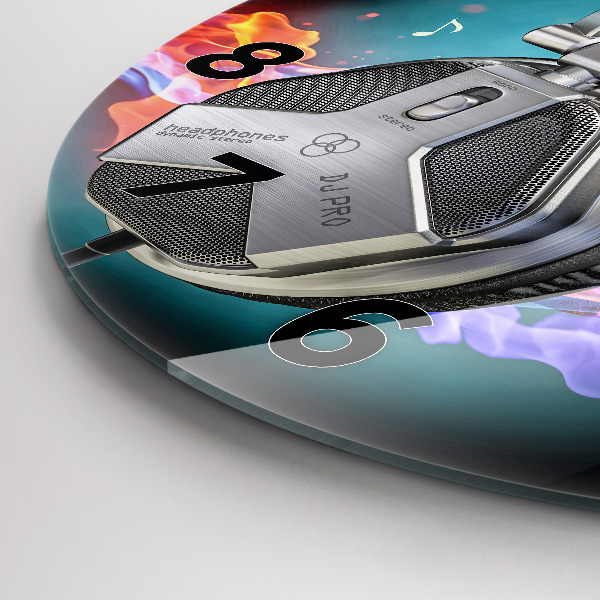 Reloj redondo pared Auriculares y ondas sonoras