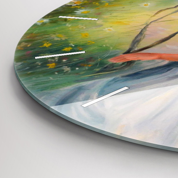 Reloj de pared redondo Hermosa mujer con un caballo