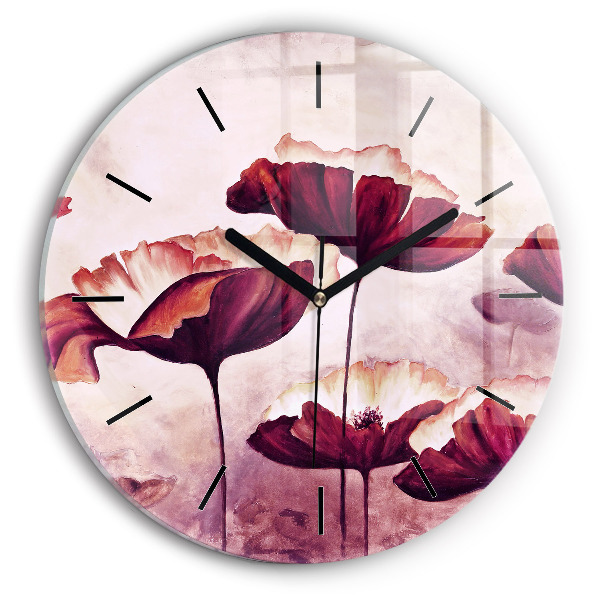 Reloj redondo pared Flores Amapola en flor