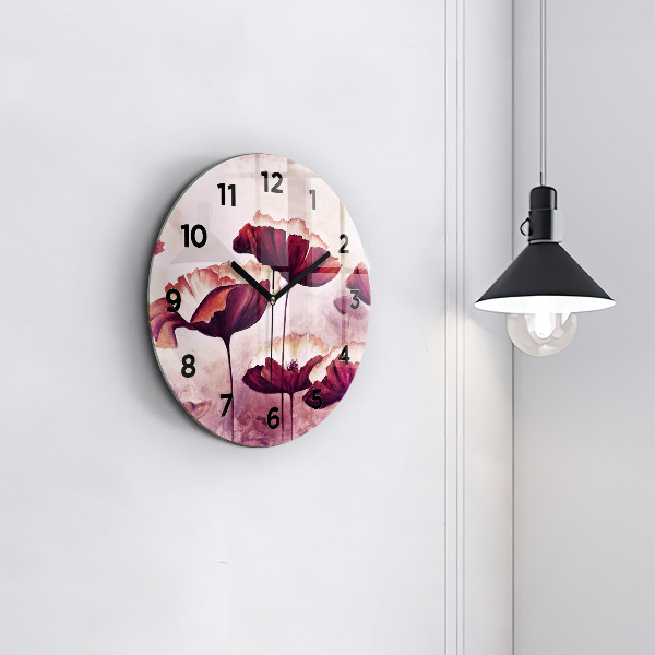 Reloj redondo pared Flores Amapola en flor