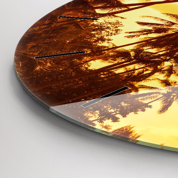 Reloj de cristal redondo Palmeras soleadas