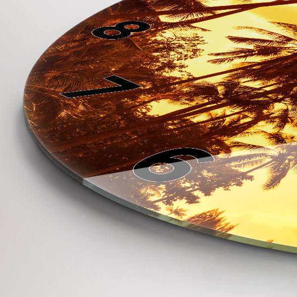 Reloj de cristal redondo Palmeras soleadas