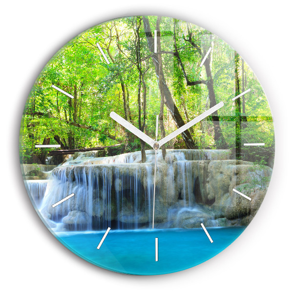 Reloj redondo pared Cascada en el bosque