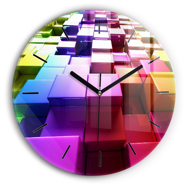 Reloj de pared redondo Cubos de colores