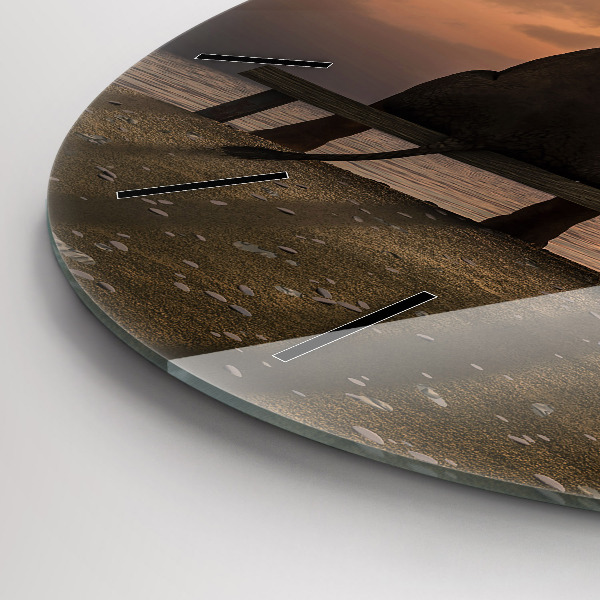 Reloj de cristal redondo Animales Puesta de sol