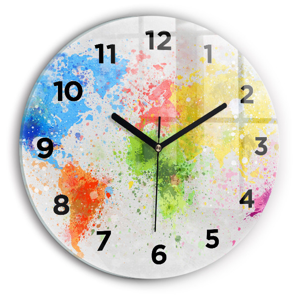 Reloj de cristal redondo Mapamundi sobre papel