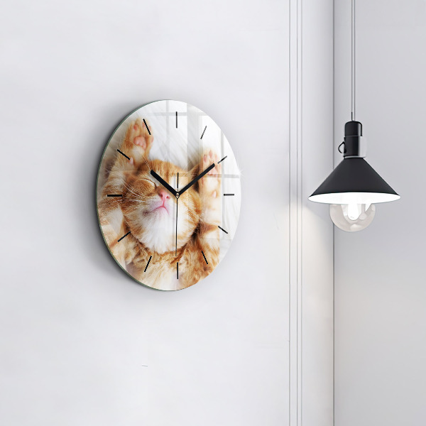 Reloj redondo pared Gatito durmiendo