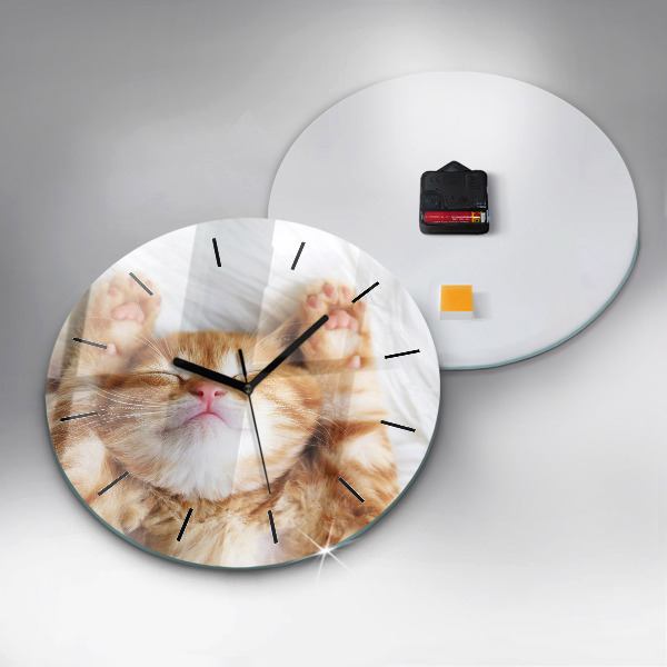 Reloj redondo pared Gatito durmiendo