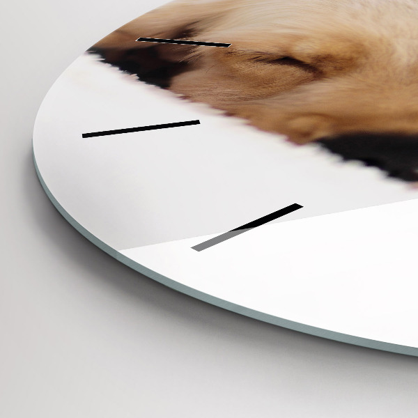 Reloj de cristal redondo Gato y perro durmiendo