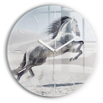Reloj de pared redondo Caballo blanco al galope