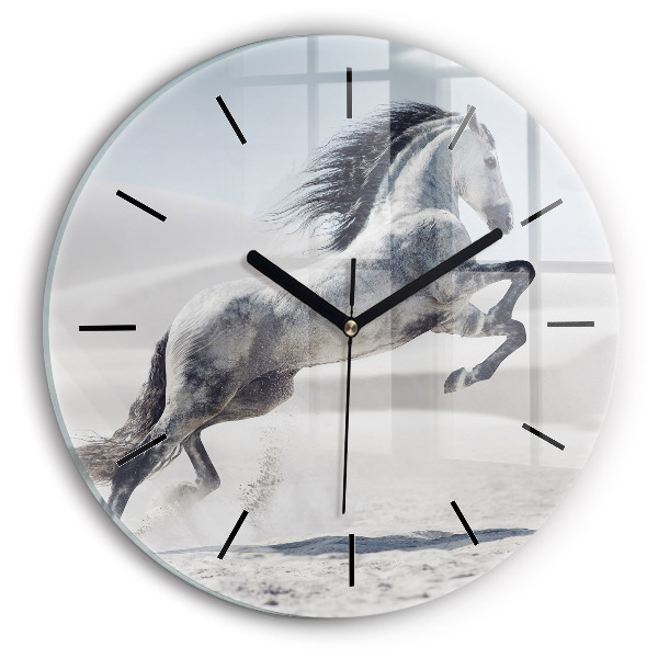 Reloj de pared redondo Caballo blanco al galope