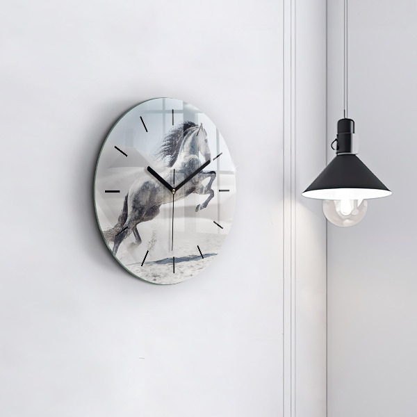 Reloj de pared redondo Caballo blanco al galope