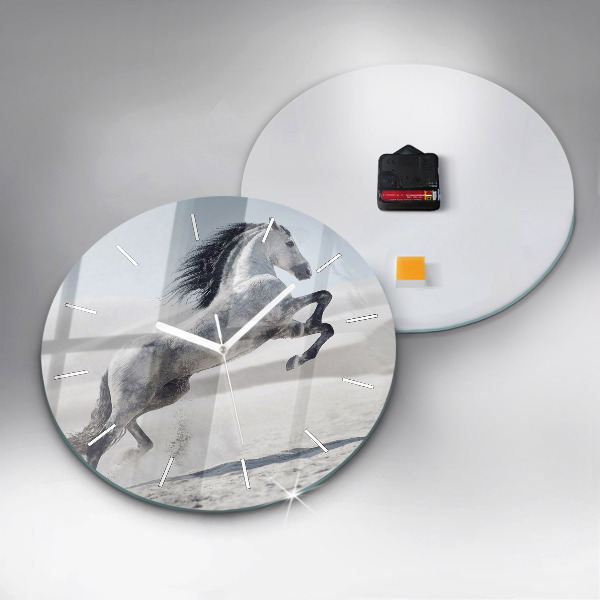 Reloj de pared redondo Caballo blanco al galope
