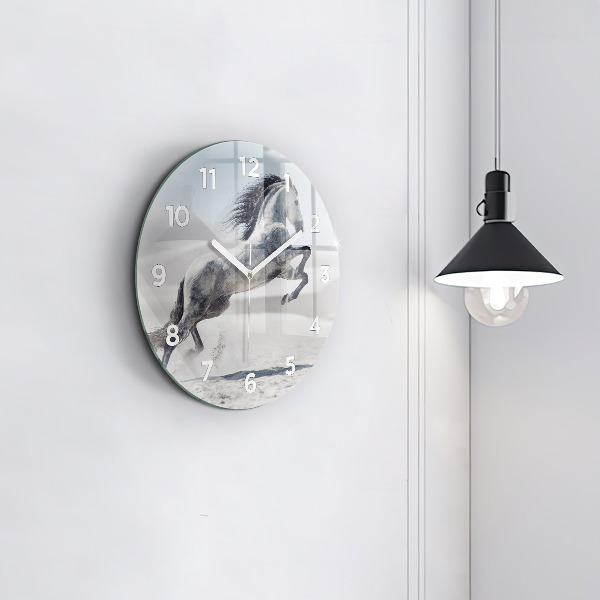 Reloj de pared redondo Caballo blanco al galope